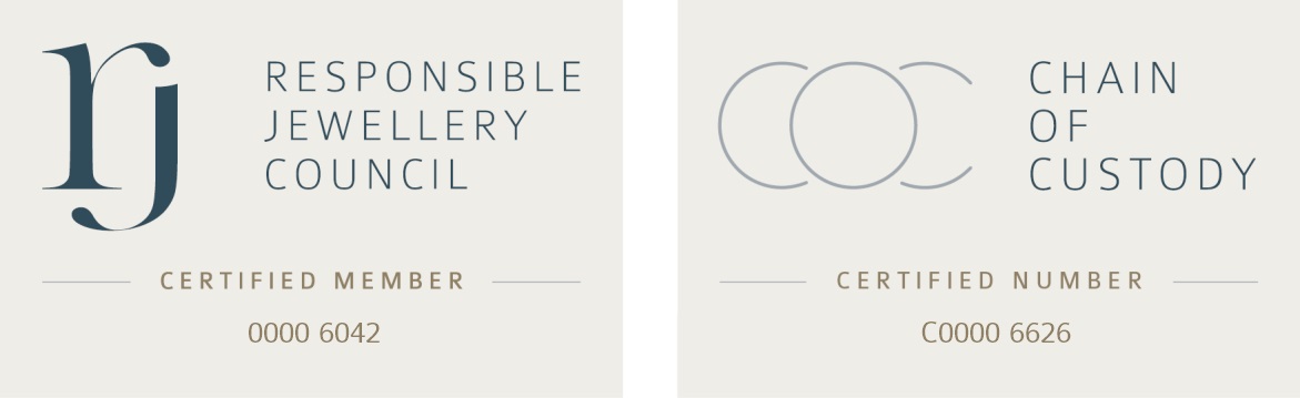 Responsible Jewellery Council, membre certifié 0000 6042, Chain of Custody C0000 6626